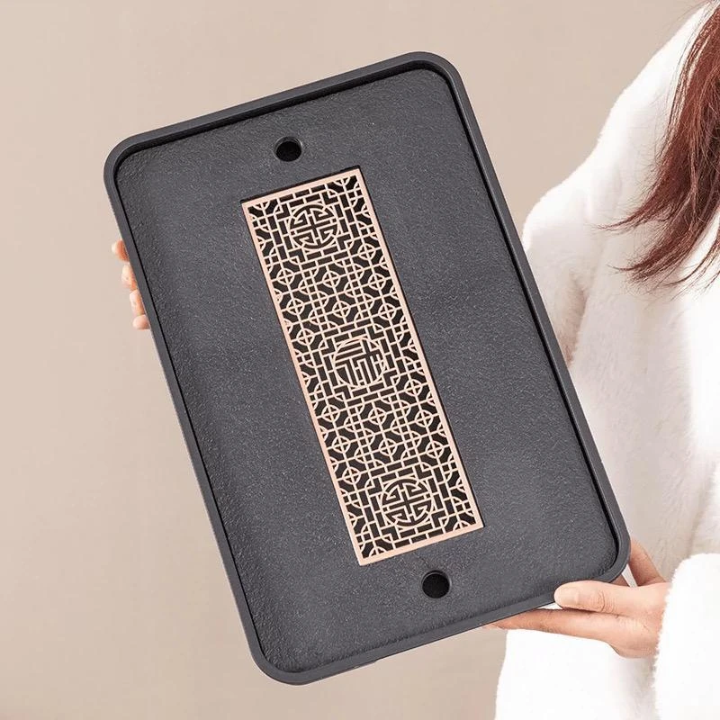 37*24仿乌金石古窗小型储排两用沥水家用茶盘（送水管水球）