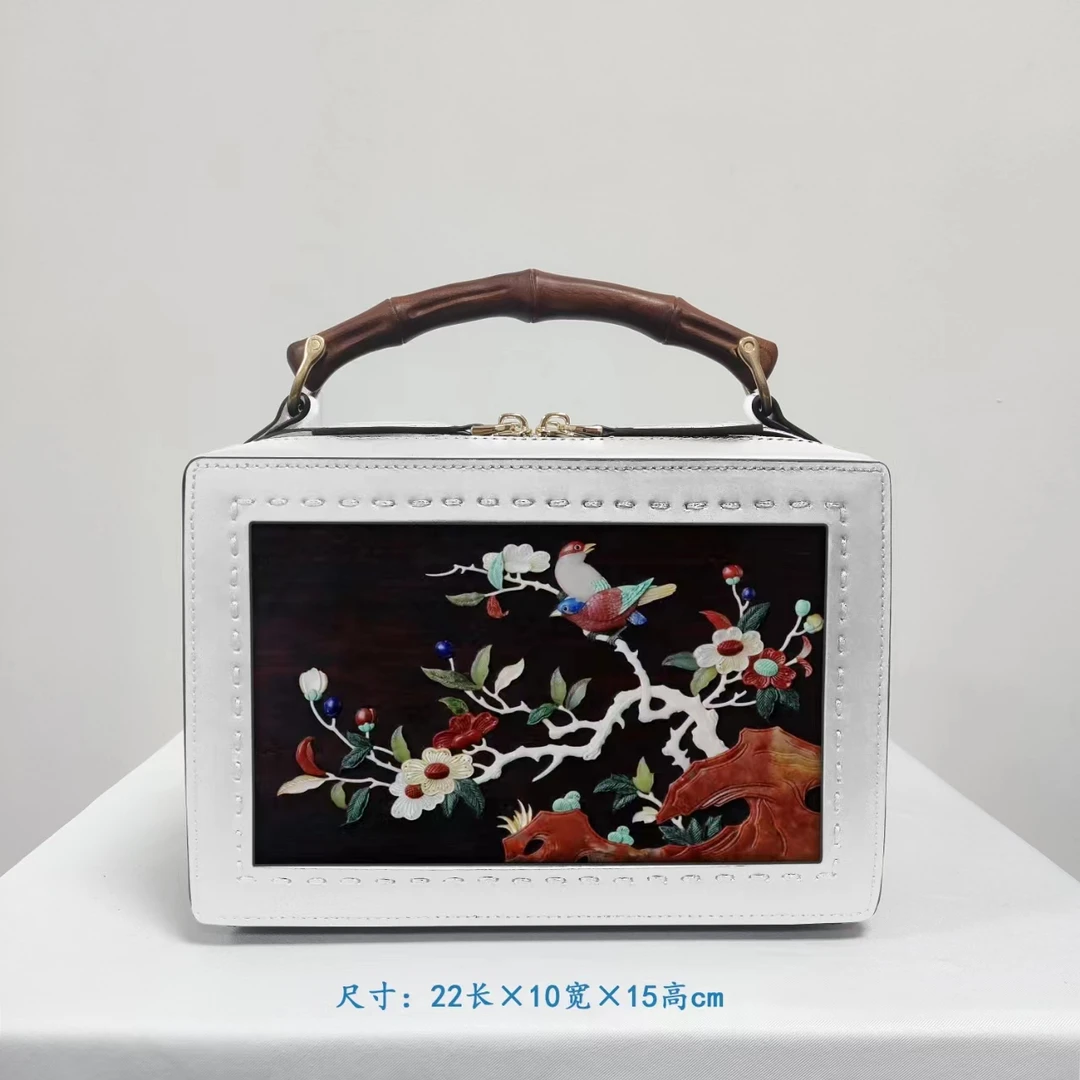 民族风百宝嵌螺钿工艺单肩斜跨手提包女士手拎包