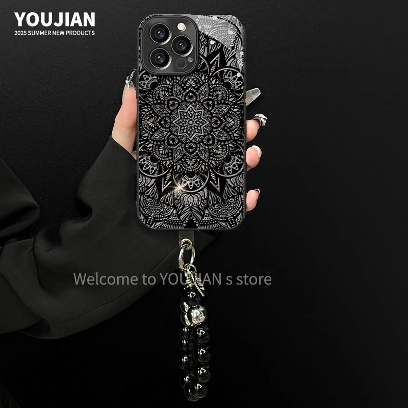 电镀玻璃适用苹果/oppo/华为/vivo/小米高级感暗黑图腾创意手机壳