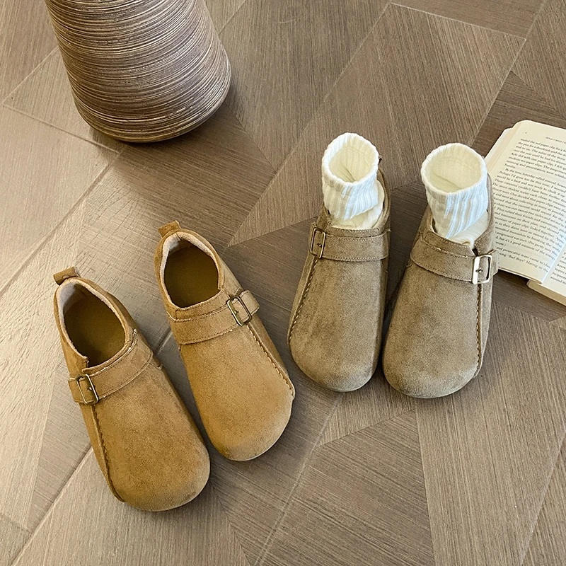 复古勃肯鞋女2025春季新款舒适百搭休闲单鞋懒人一脚蹬平底豆豆鞋