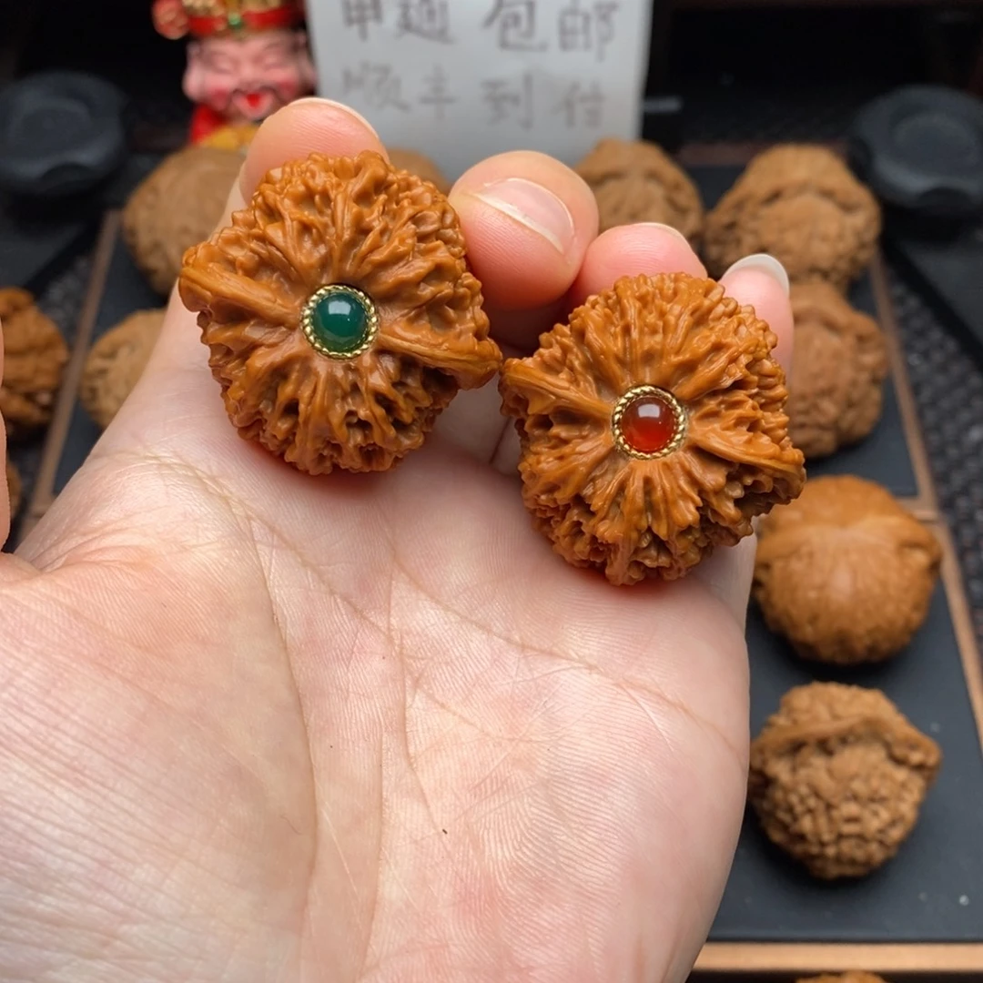 文玩核桃把件自玩款镶嵌满天星38尺