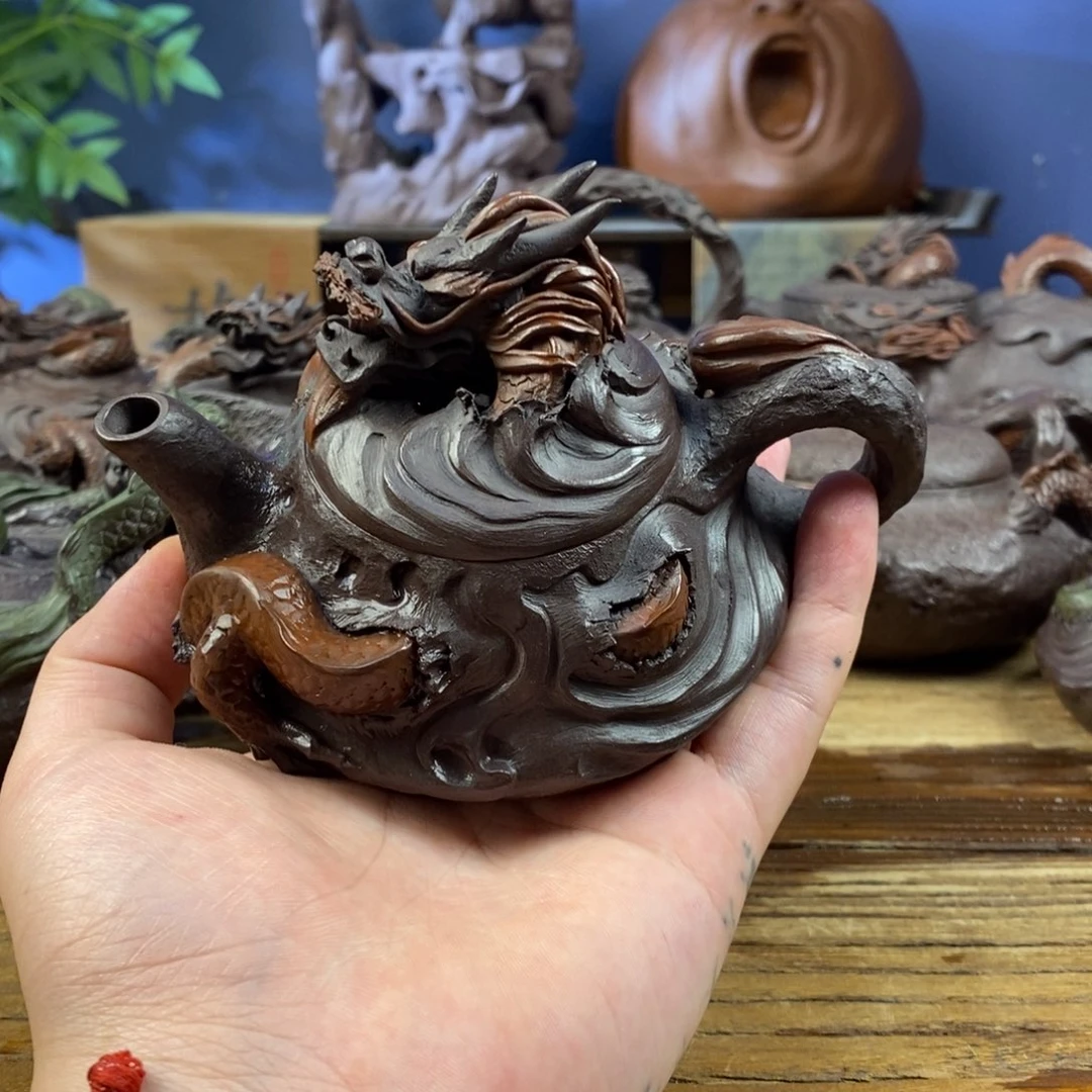 墨***竹茶壶紫砂紫砂 龙壶