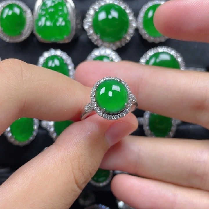 翡翠银S925镶嵌戒指
