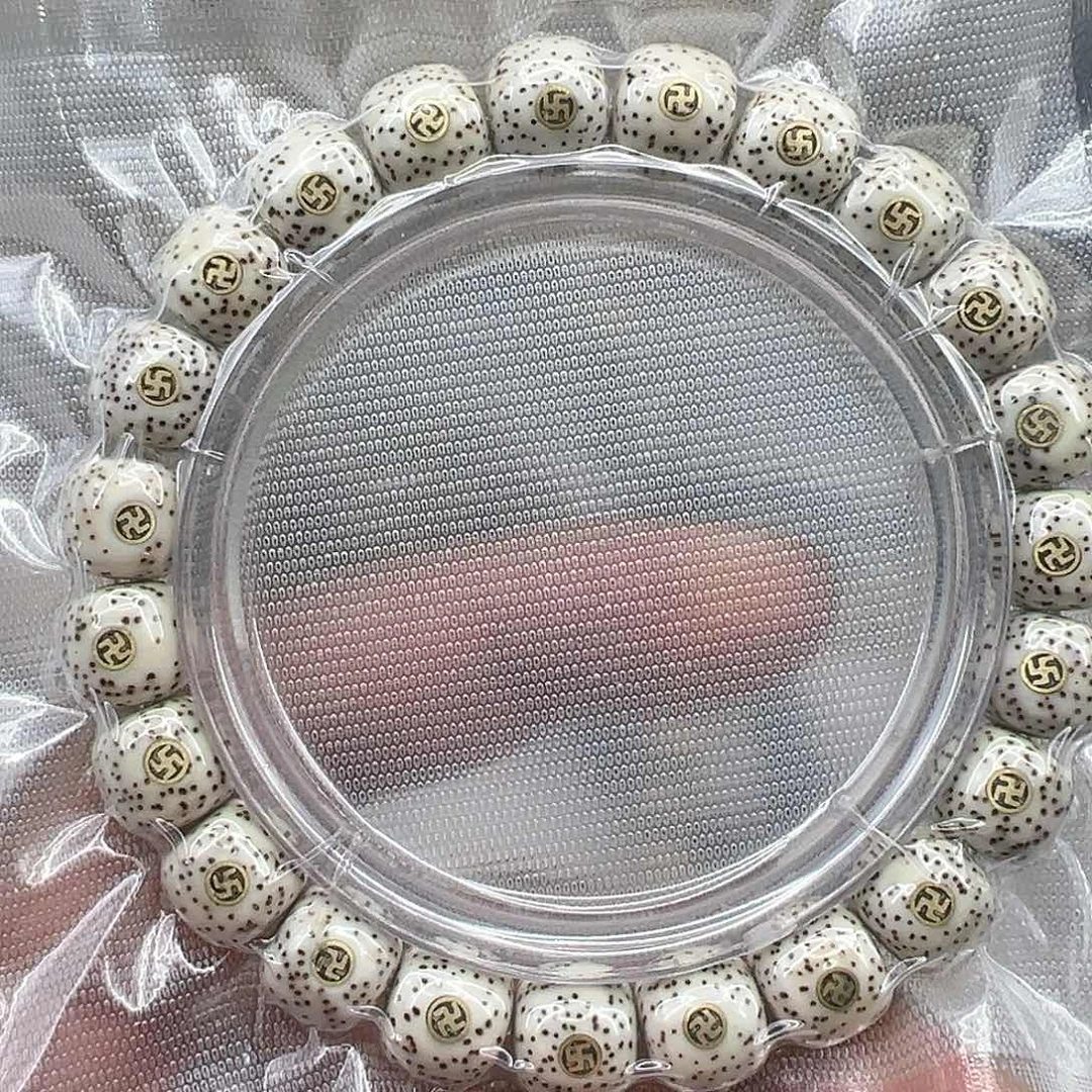 星月菩提手串4王者原脂白星月菩提单圈万字1.0