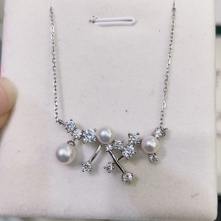 颈饰银S925镶嵌淡水珍珠