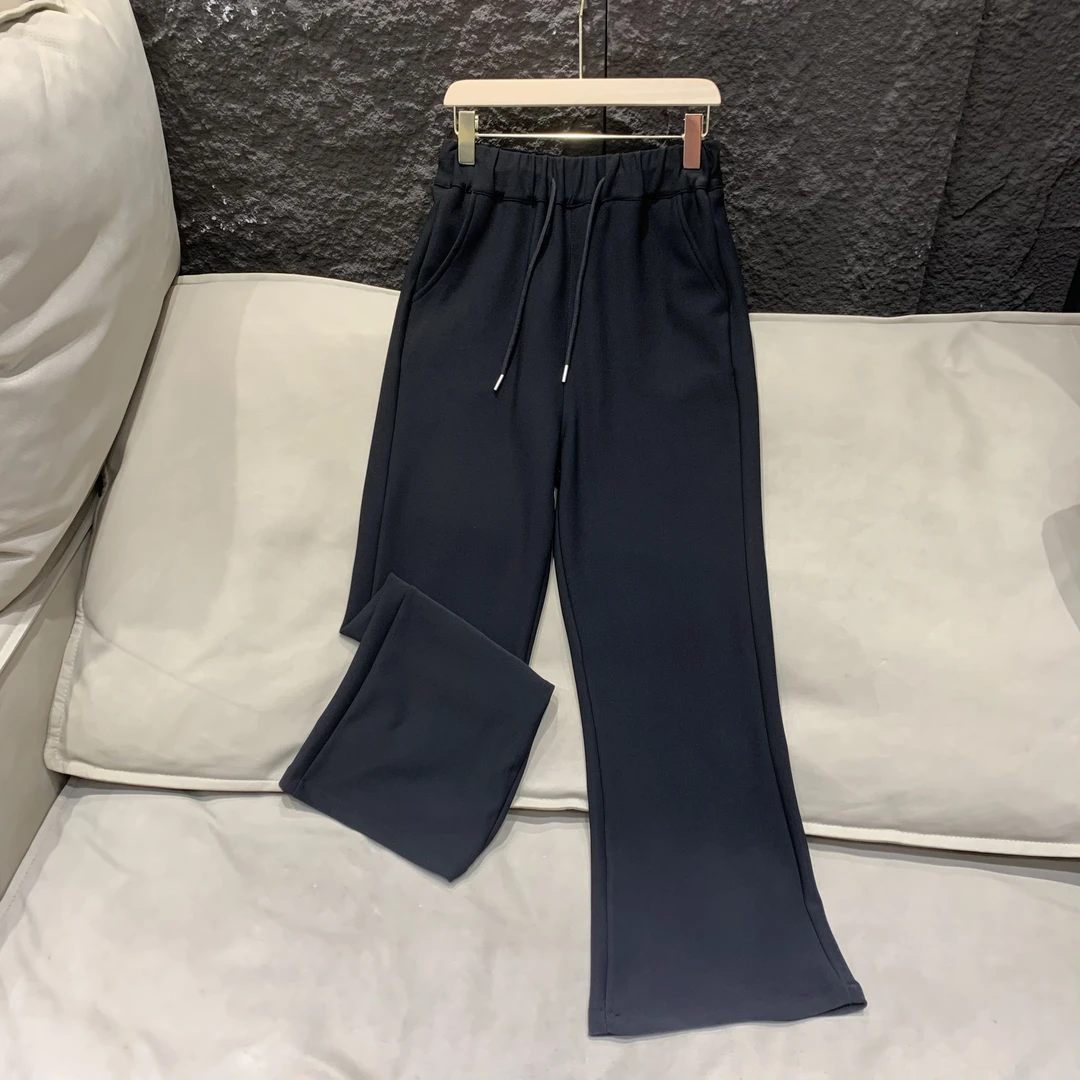 （老三）韩版直筒时尚百搭休闲拖地长裤高腰显瘦大版微喇叭裤