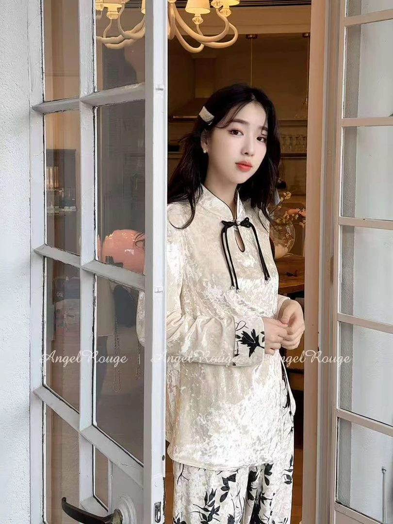 新国风金丝绒睡衣套装86151/奥维