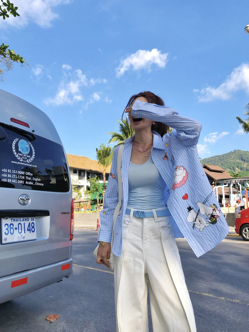 婉君【姆明家族衬衫】卡通印花设计感宽松长袖百搭外套LWJ25A1C369