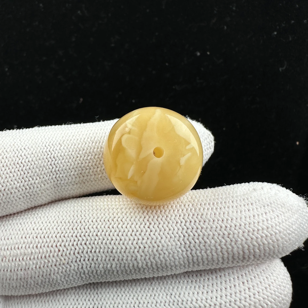 Y3934天然原矿蜜蜡 妖花墩子20.4x16mm 5克抖音基地质检发货