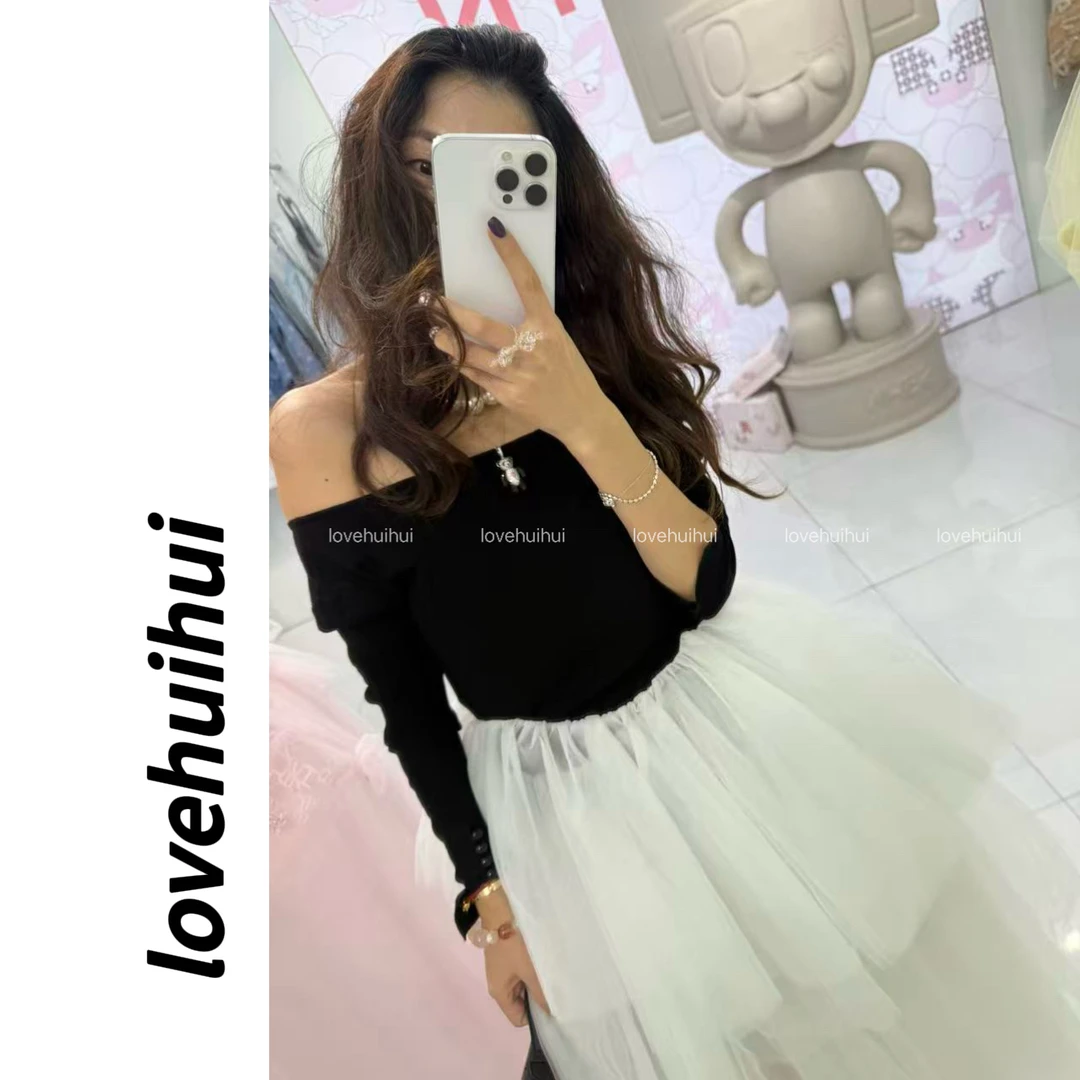 lovehuihui 《雾漫·白纱梦》小众设计款拼接蓬蓬连衣裙
