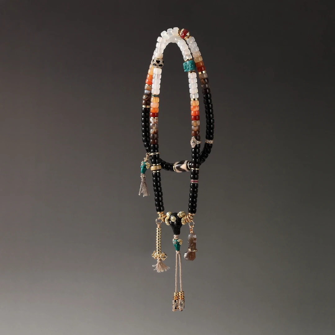 合金手链 藏传《三羊开泰》7.5M渐变108项链手链