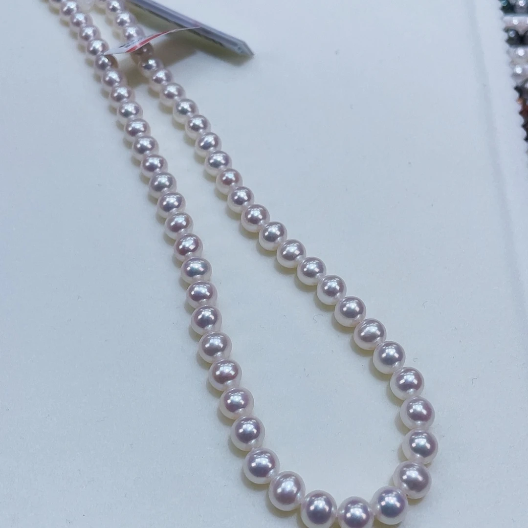 淡水珍珠颈饰银S925镶嵌6/7媲美海水无核无暇