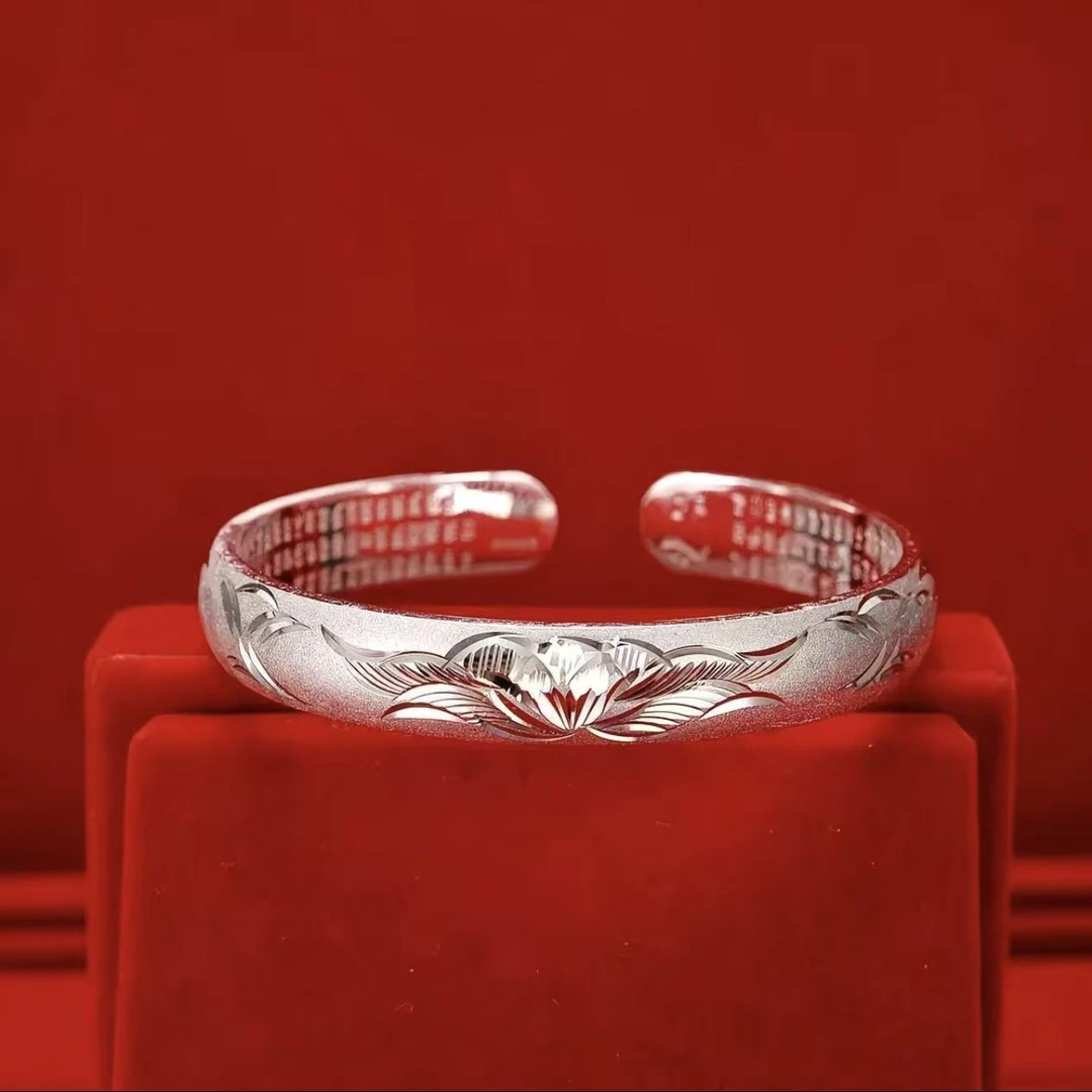 足银手镯 足银（轻奢款）莲花心经手镯