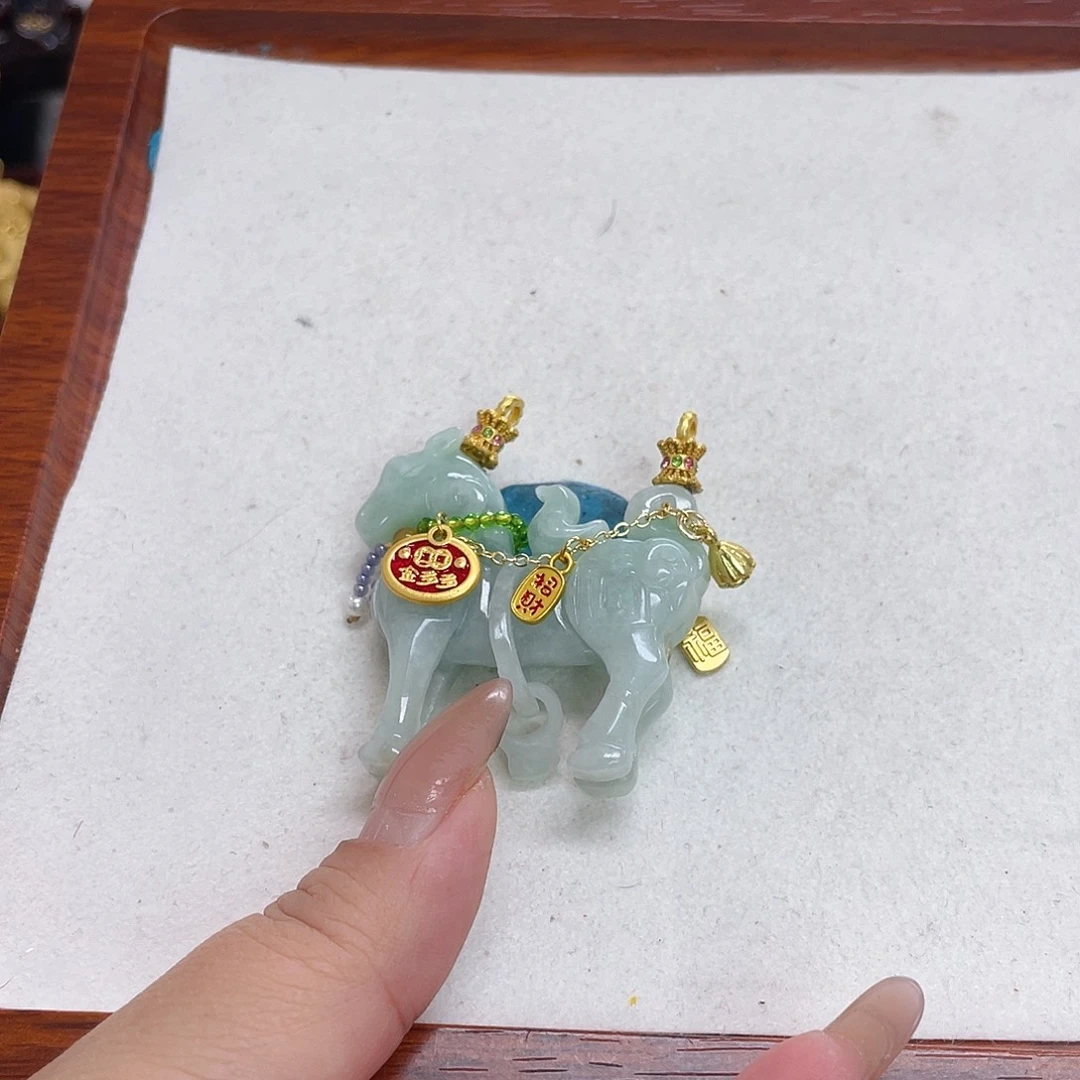 小***依翡翠未镶嵌颈饰马吊坠