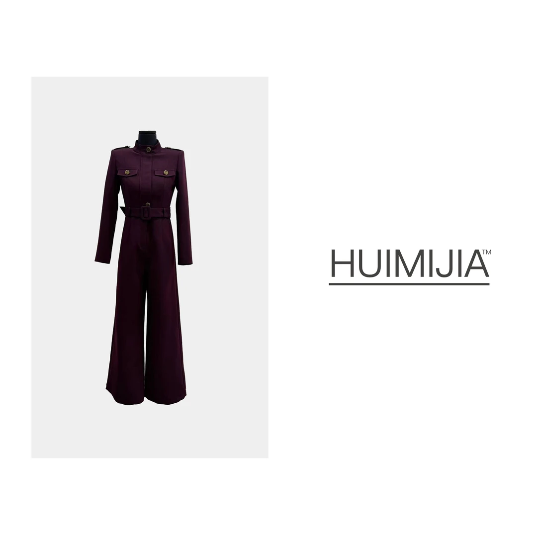 【秋季新款】原创设计立领拉链长袖高腰直筒连体裤【Q25524】