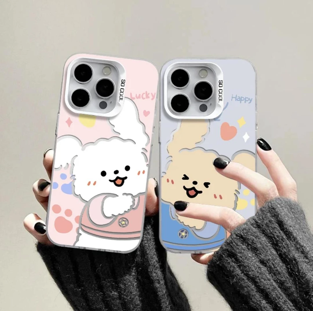 情侣贴贴小狗适用苹果华为荣耀OPPO/VIVO彩银小米/IQOO一加手机壳