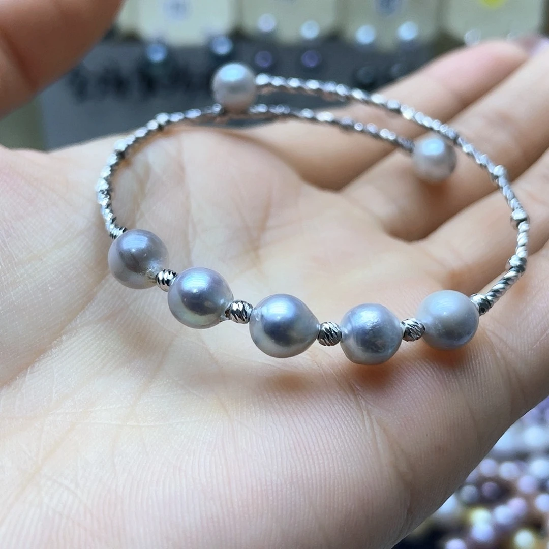 海水珍珠手镯银S925镶嵌