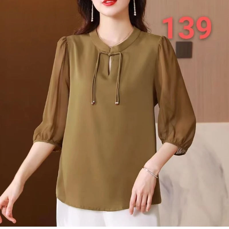1390-27纯色百搭气质显瘦小衫