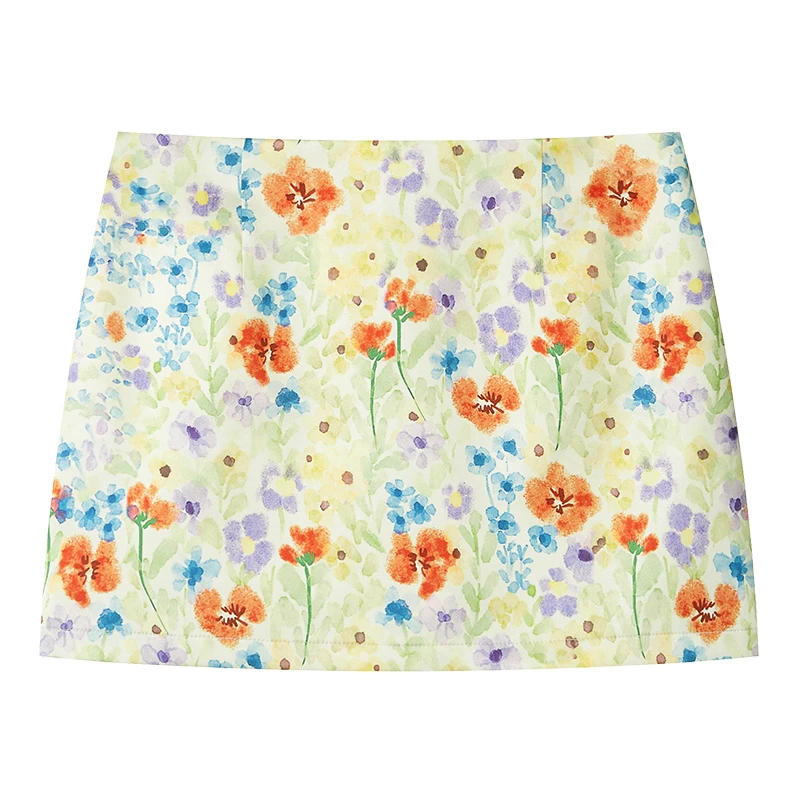 白水女【清仓款】 韩系风高腰碎花伞裙半身裙夏季时尚B50550908