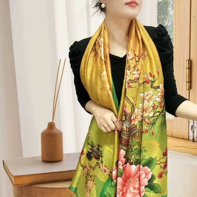 【牡丹梅亭】丽景段90X180左右丝巾长巾 （1-662）