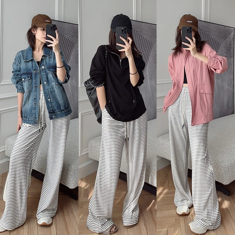 【特价捡漏】丝绒千层舒服裤 慵懒条纹舒适直筒裤美洋MEIYANG