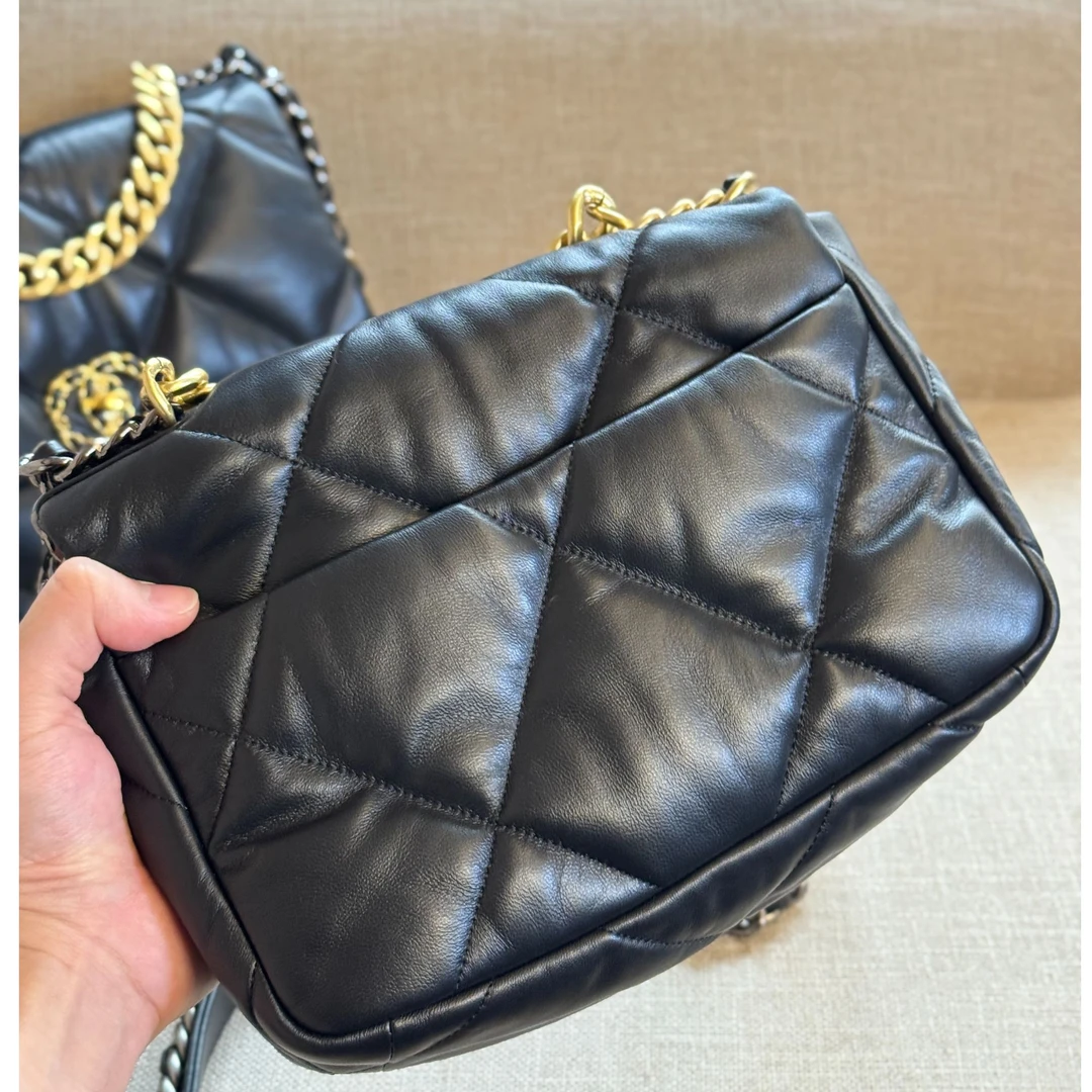 斜挂包小香风女士黑色大号胖子单肩中号黑银19