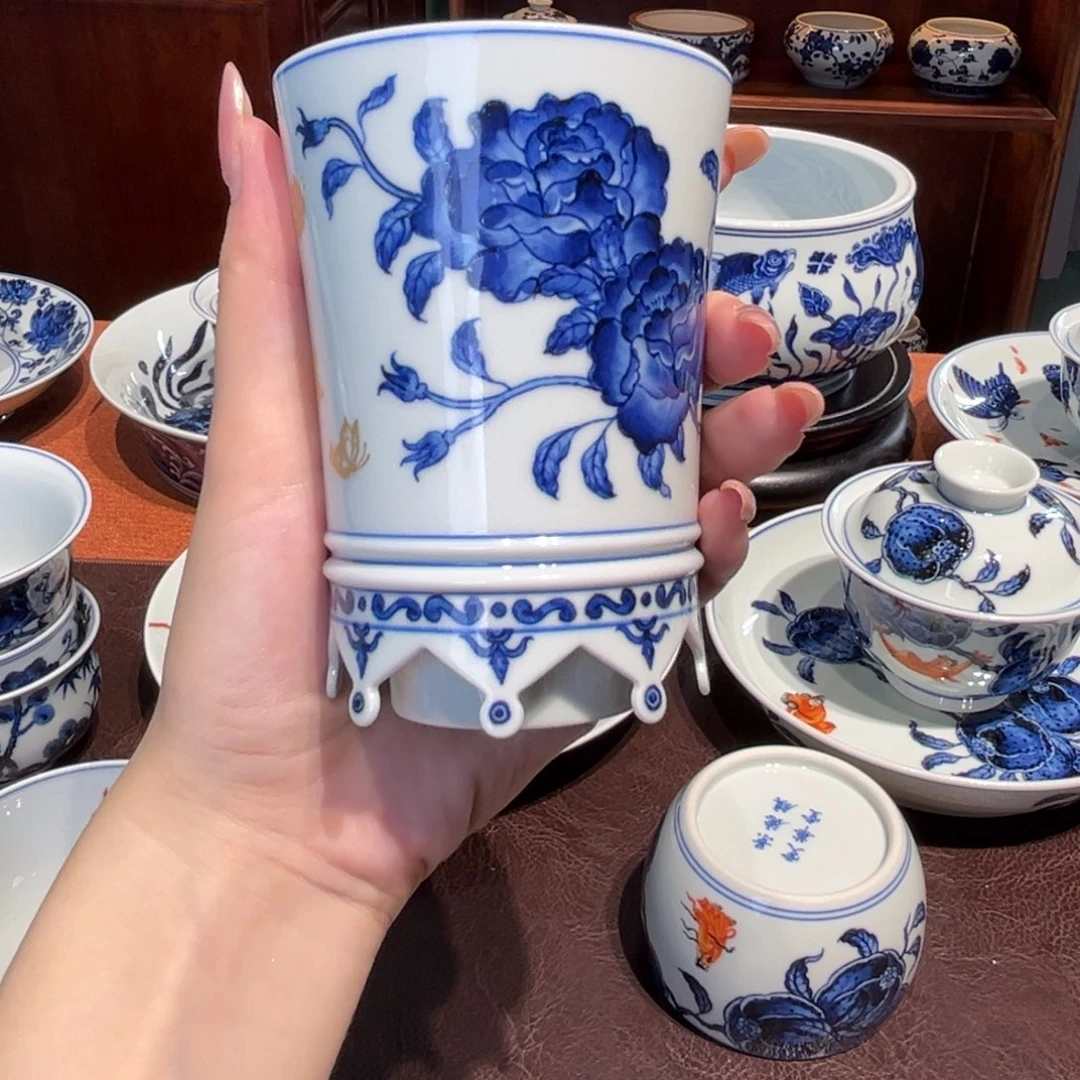 青花雯华堂手绘杯杯