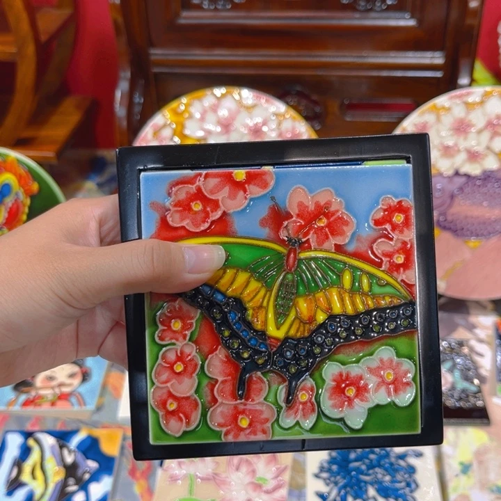 茶***。瓷片瓷板画艺术作品