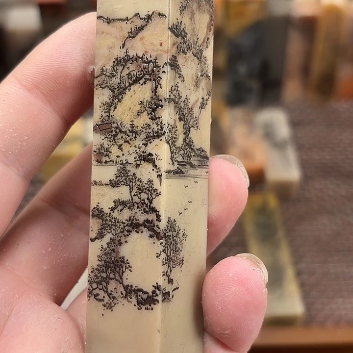 竹***猫昌化石印石众磊文化竹月刻绘