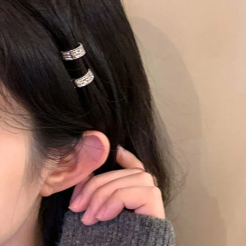 闪钻银色圆形编发发扣个性嘻哈甜酷脏辫发环发卡发夹新款发饰简约