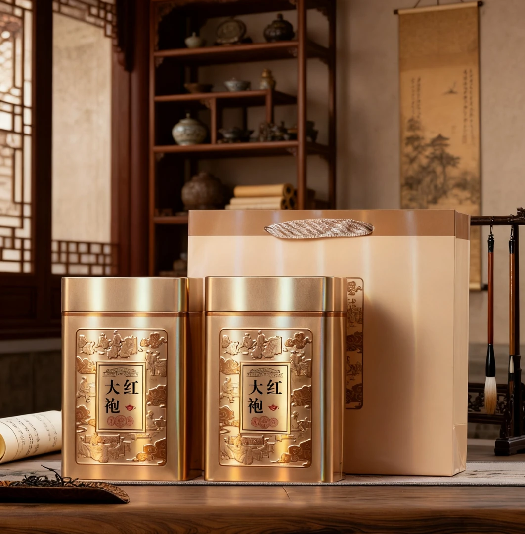 【新茶赠送礼袋】大红袍茶叶清香型红茶乌龙茶新茶罐装礼250g