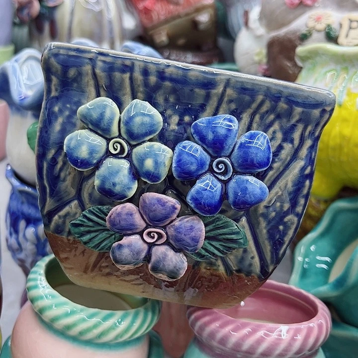 多肉绿植陶瓷花盆9.9包邮，有孔