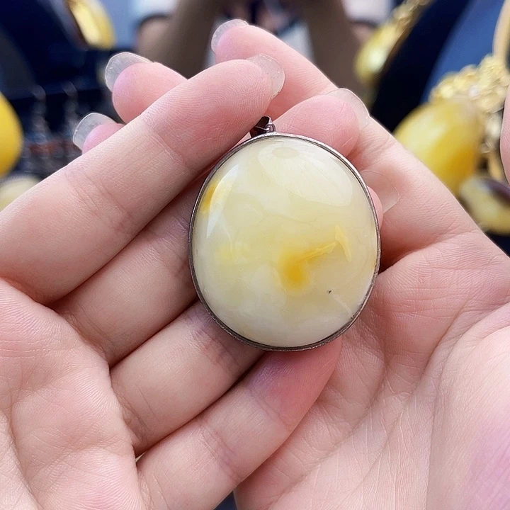 裸石琥珀银S925镶嵌