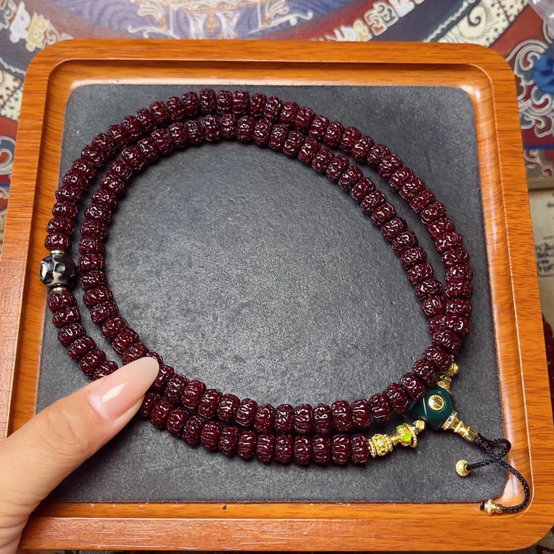 金刚菩提吊坠藏式直切一代龙黑金