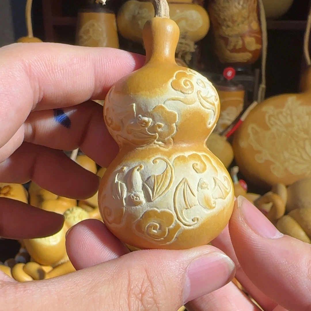 有机玻璃五福图葫芦雕刻