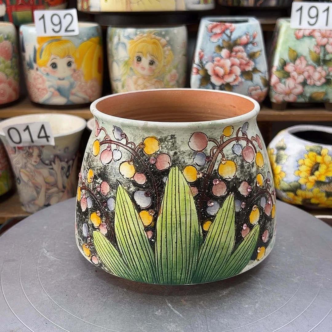 景德镇炫彩手绘口12高12