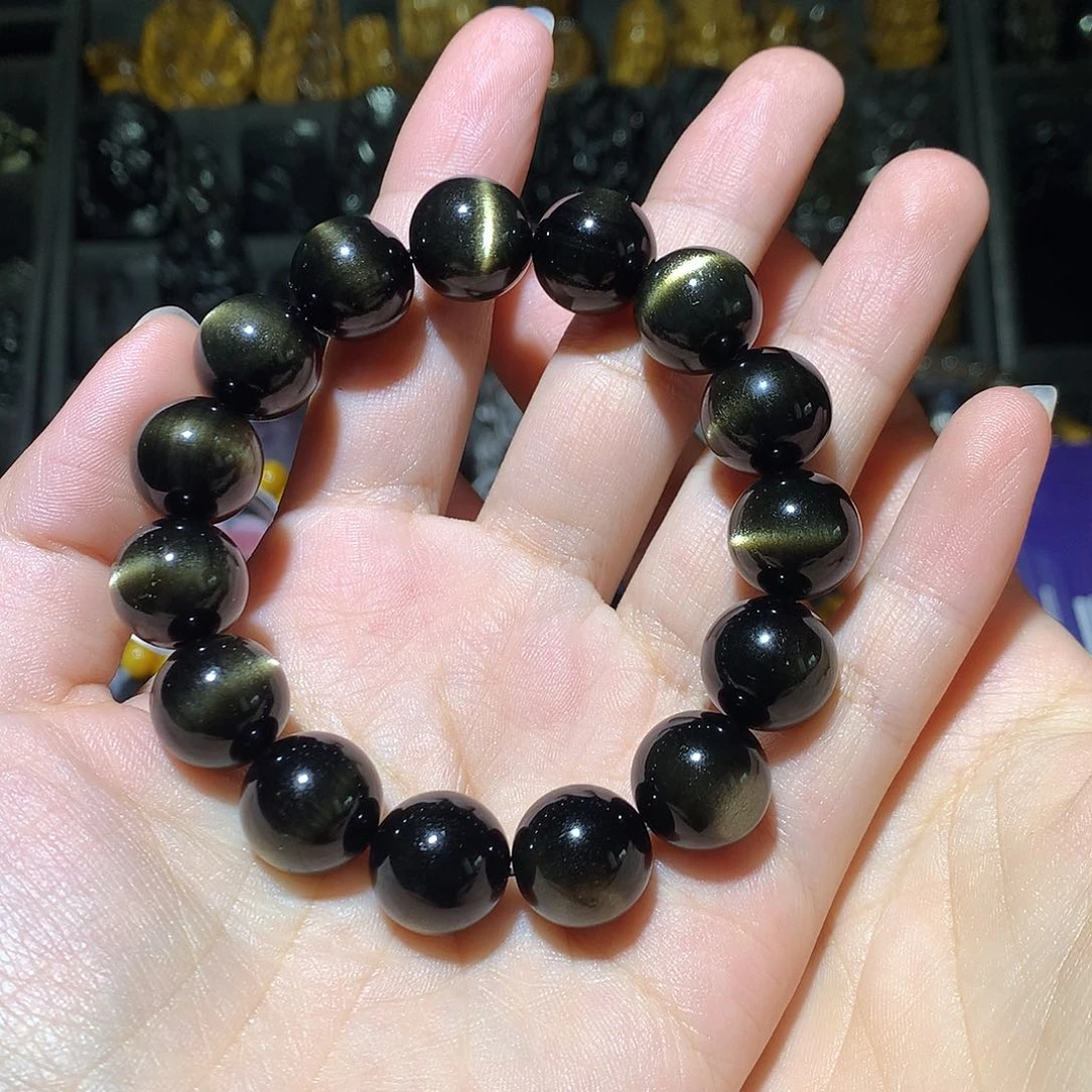 黑曜岩手链未镶嵌刺***八