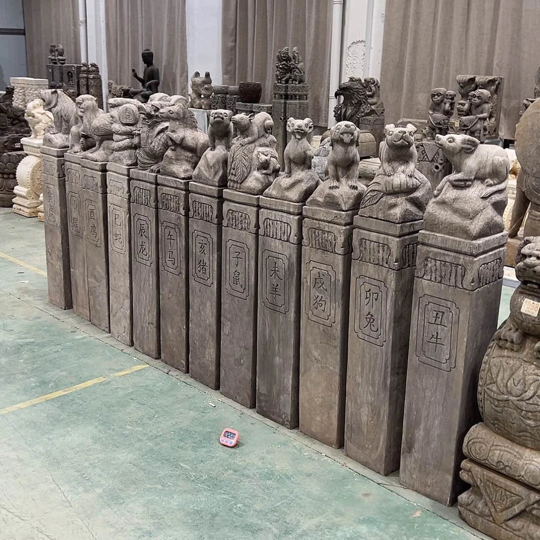 青石用****1十二生肖石柱一套不包邮