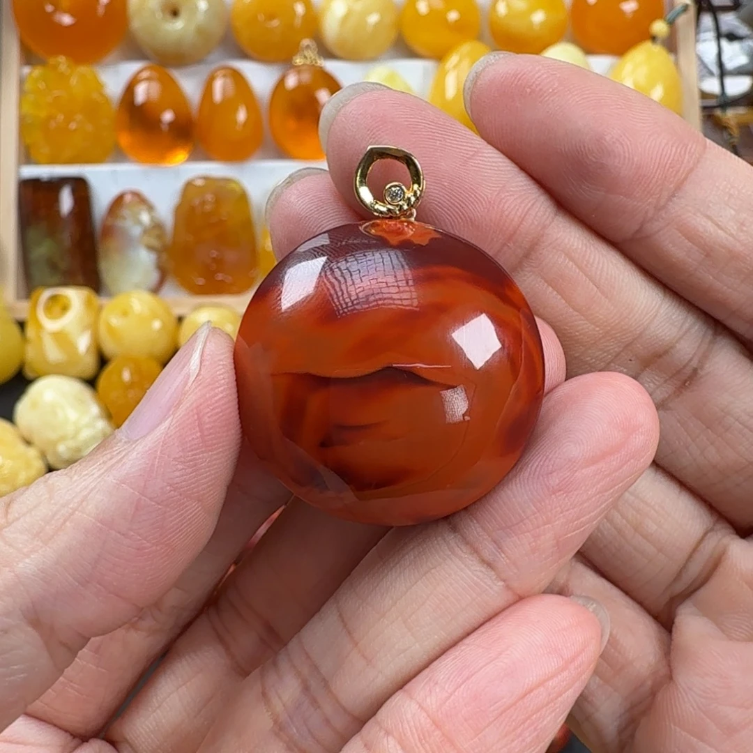 南红玛瑙18K金镶嵌颈饰南红