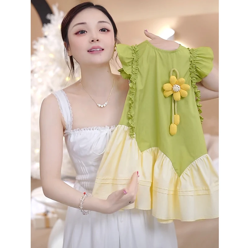 2025新款女童连衣裙夏季洋气儿童背心公主裙女孩夏装小飞袖裙子潮