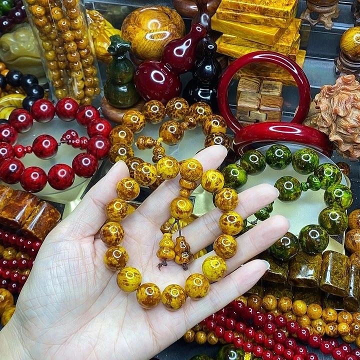 松木琥珀木文玩手串