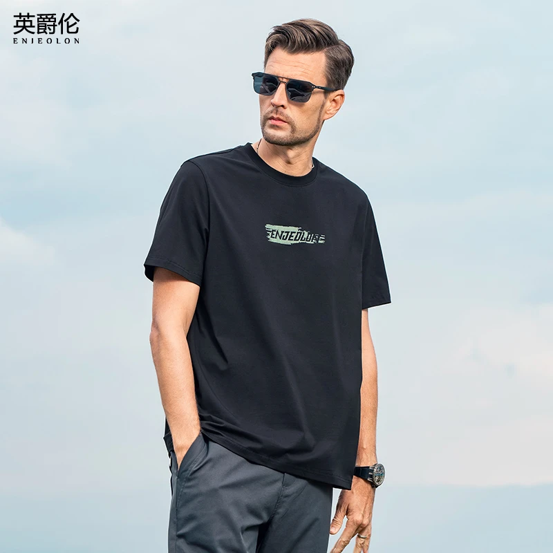 莱赛尔棉凉感抗菌短袖t恤男2025新款重磅印花半袖夏季体恤T3209