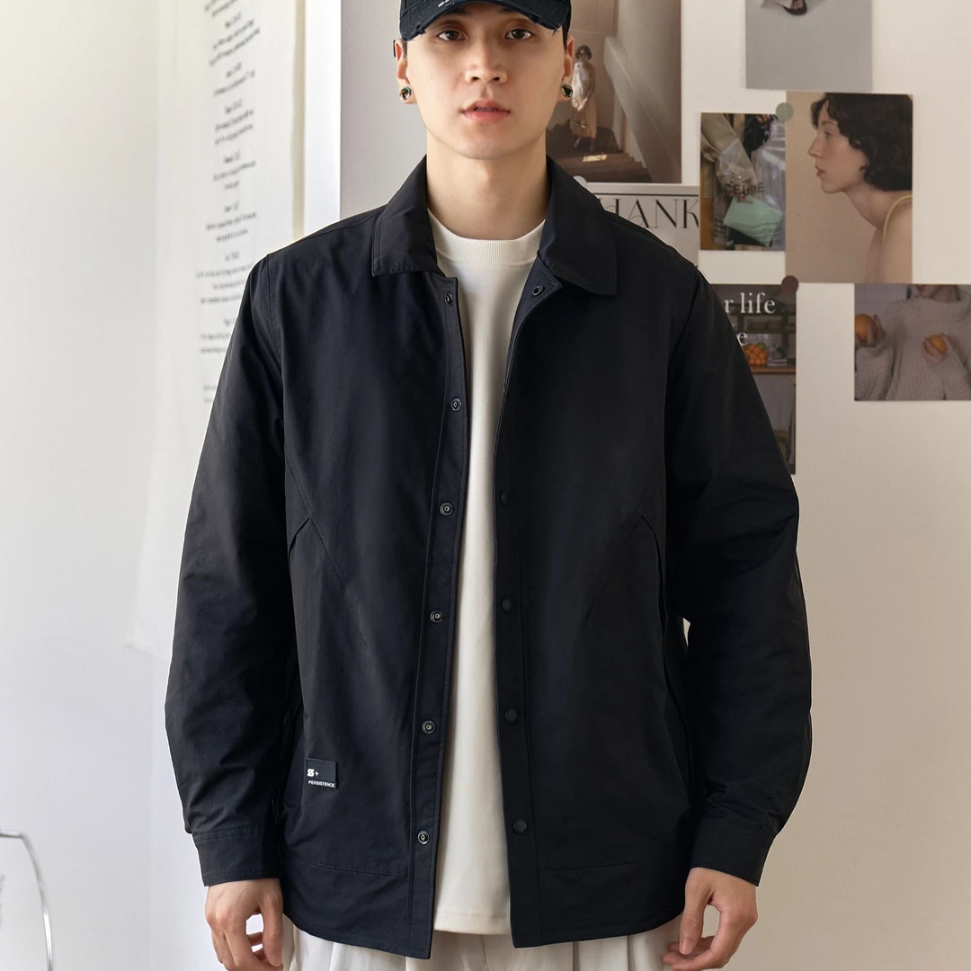 男士春季新款翻领外套