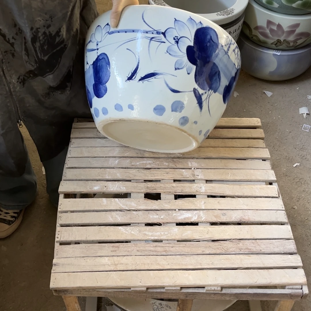 瓷片圆口兰荷花40.888888