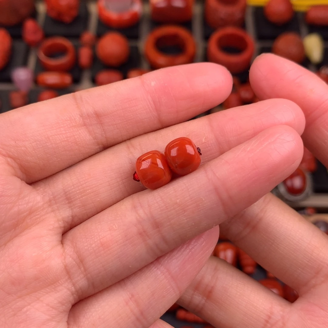 南红玛瑙未镶嵌老型对珠8+