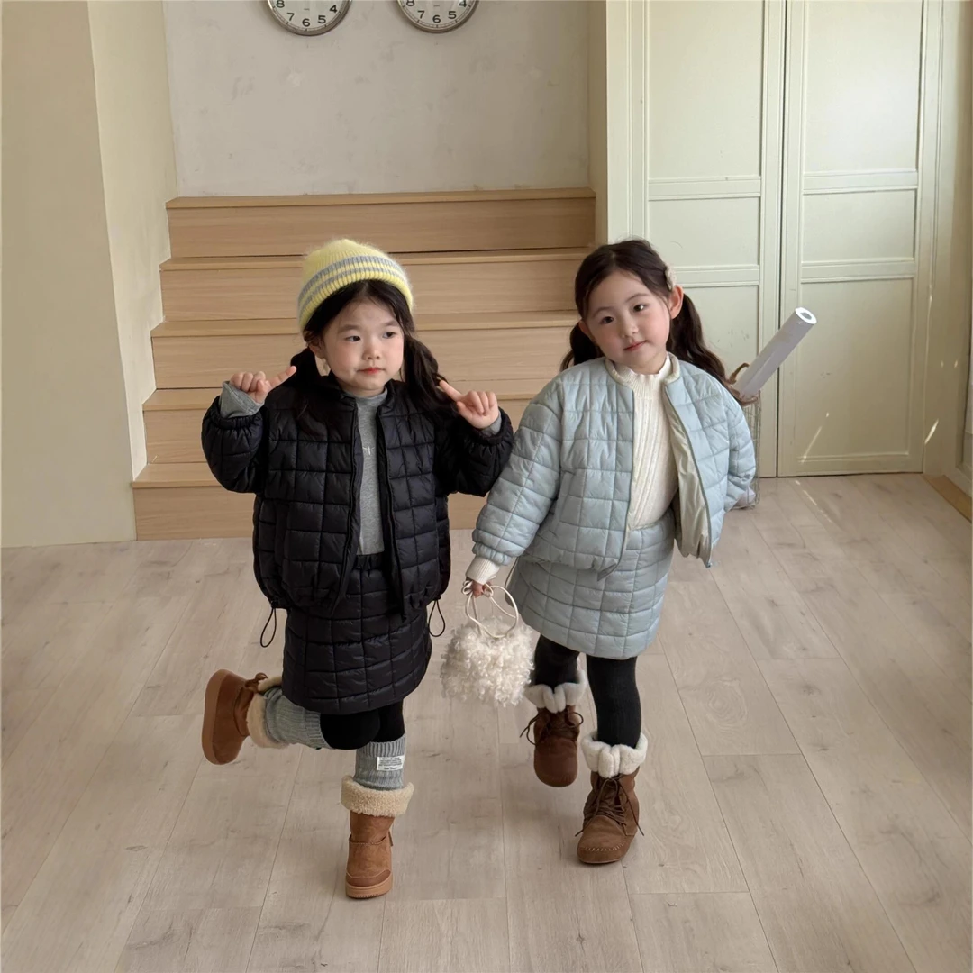 巴拉巴拉男孩女孩2025秋冬季韩版童装棉衣夹棉外套短裙两件套适用
