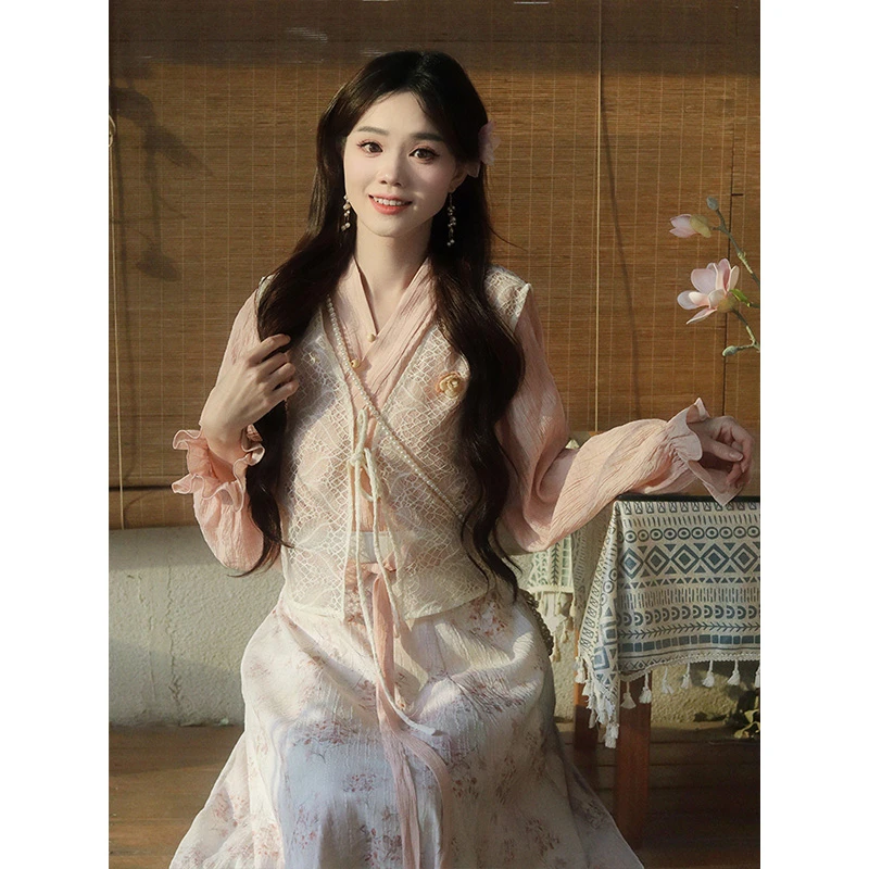 瑶西【落樱缤纷】汉服国风女装套装日常新款新中式古装裙子气质