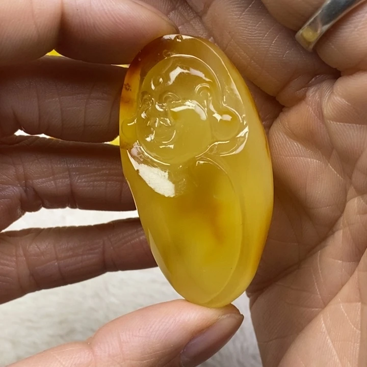 蜜蜡未镶嵌裸石微瑕卡54➕