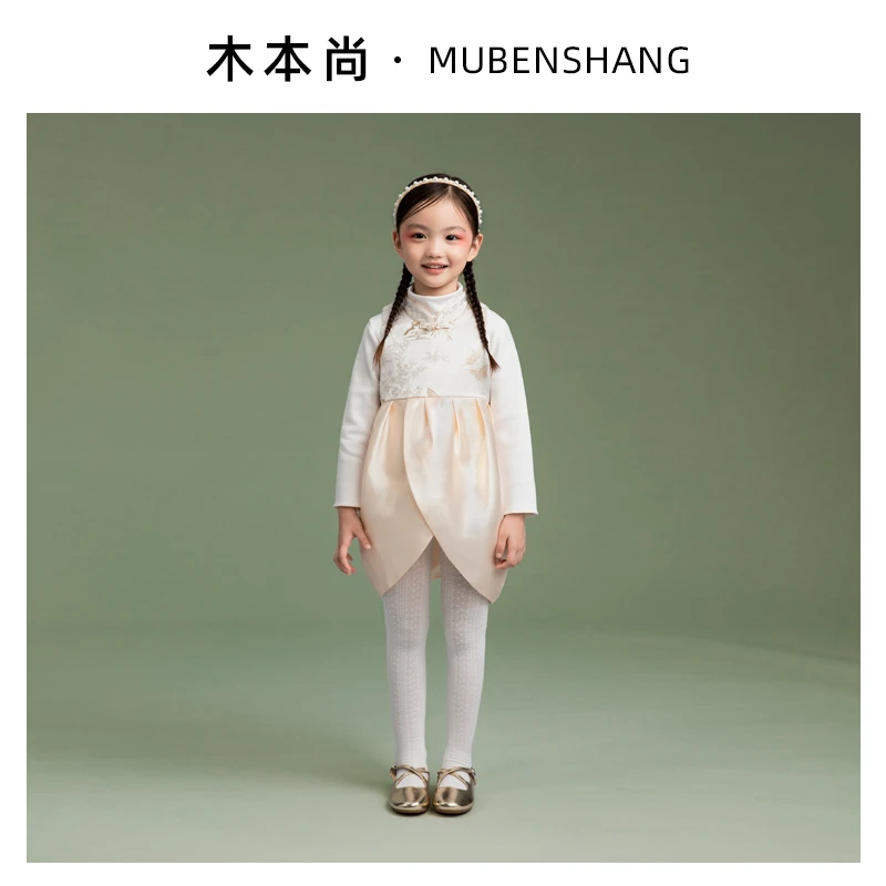 木本尚女童国风旗袍裙新款宝宝可爱汉服唐装公主裙过年春天裙