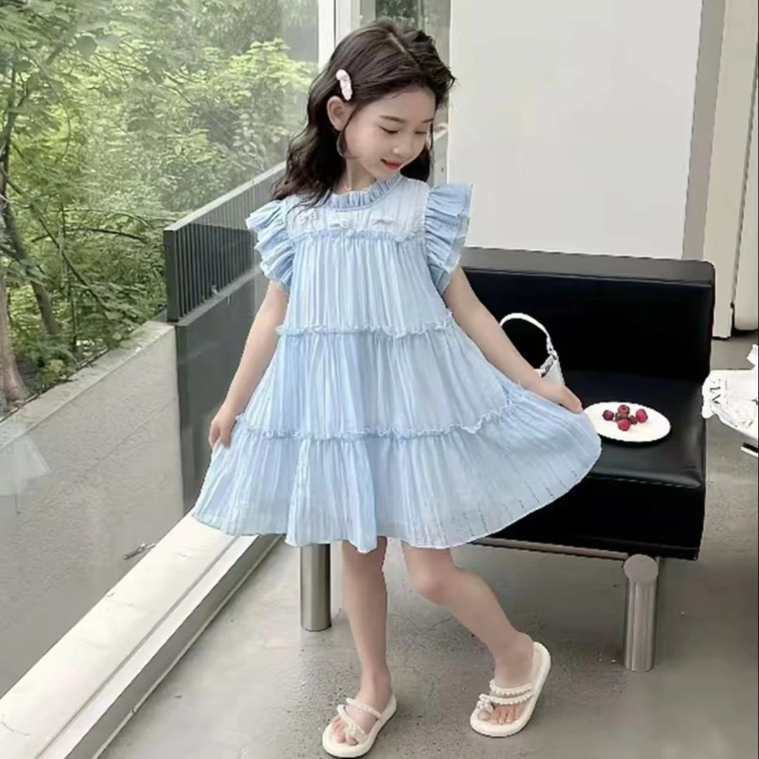 女童2025夏装小女孩时尚吊带裙花童洋气儿童连衣裙